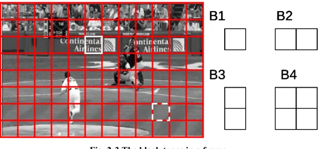 Fig. 2-3 The block types in a frame. 
