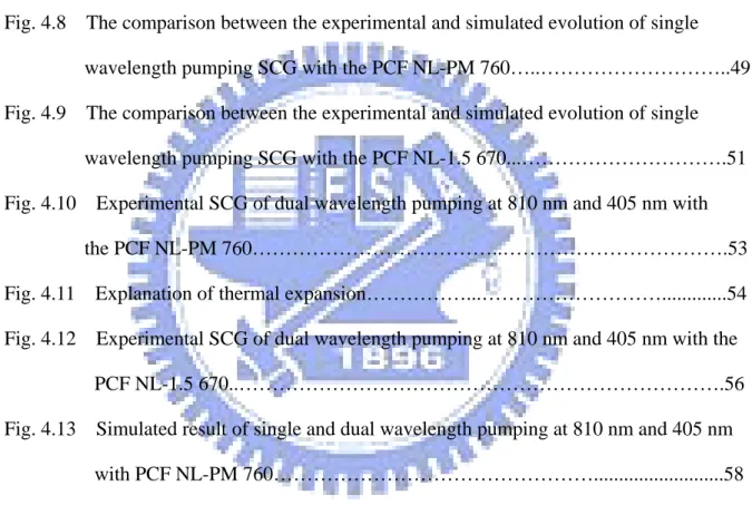 Fig. 4.4    The simulated evolution of SCG pumped at 810 nm with PCF NL-1.5 670……...42    Fig