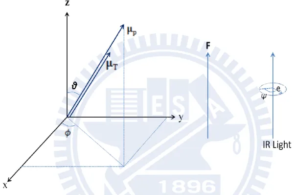 Figure ΙΙ-1. Coordinate system used in derivation of the orientational polarization signal