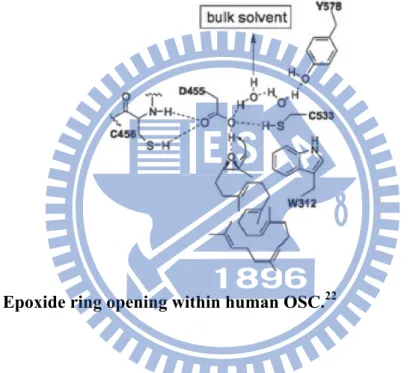 Figure 1.10 Epoxide ring opening within human OSC. 22