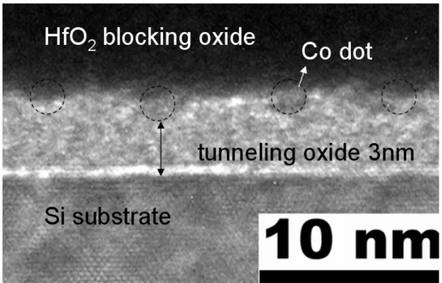 Fig. 2-2 The Cross-section TEM micrographs of an HfO 2 /Co/SiO 2 /Si 