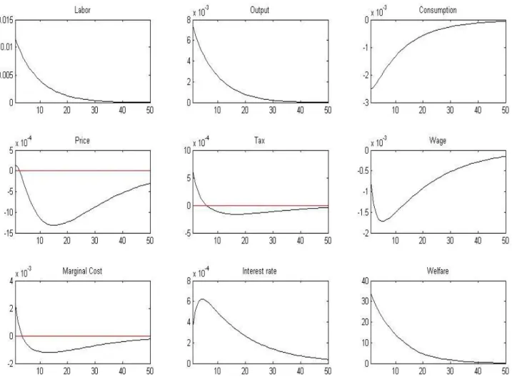 Figure 2: Impulse responses following a shock to government spending 