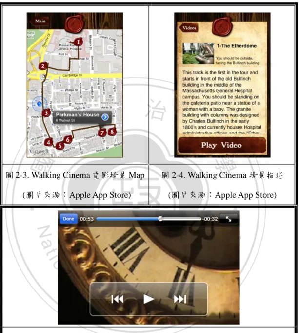 圖 2-3. Walking Cinema 電影場景 Map  (圖片來源：Apple App Store) 