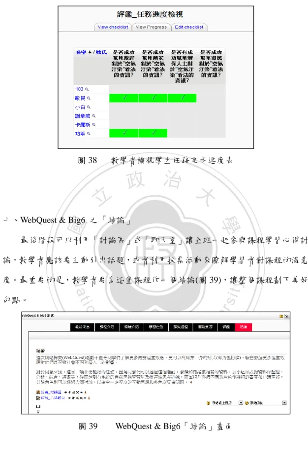 圖 39    WebQuest &amp; Big6「結論」畫面 