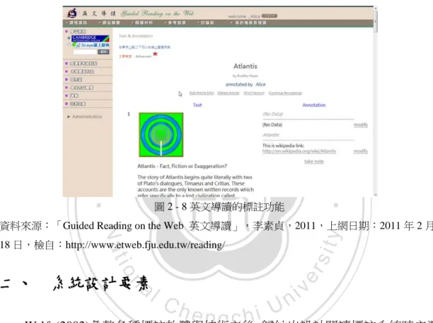 圖 2 - 8 英文導讀的標註功能 