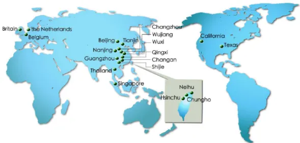 Figure 5: Location of Lite-On Technology’s major operations centers.  Source: Lite-On CSR report, 2009, p