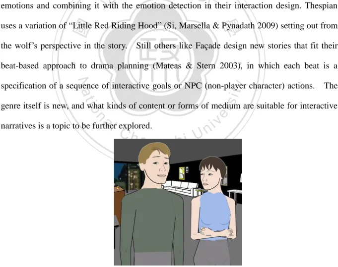 Figure 3. Façade (2005) is a well-recognized example of interactive storytelling 