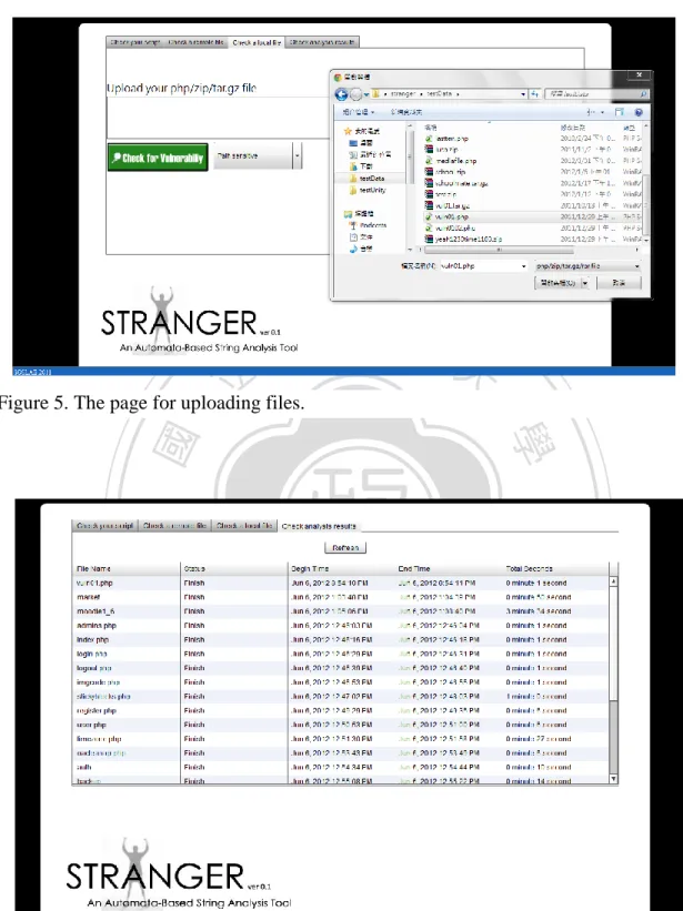Figure 6. The list of uploaded applications. Figure 5. The page for uploading files. 