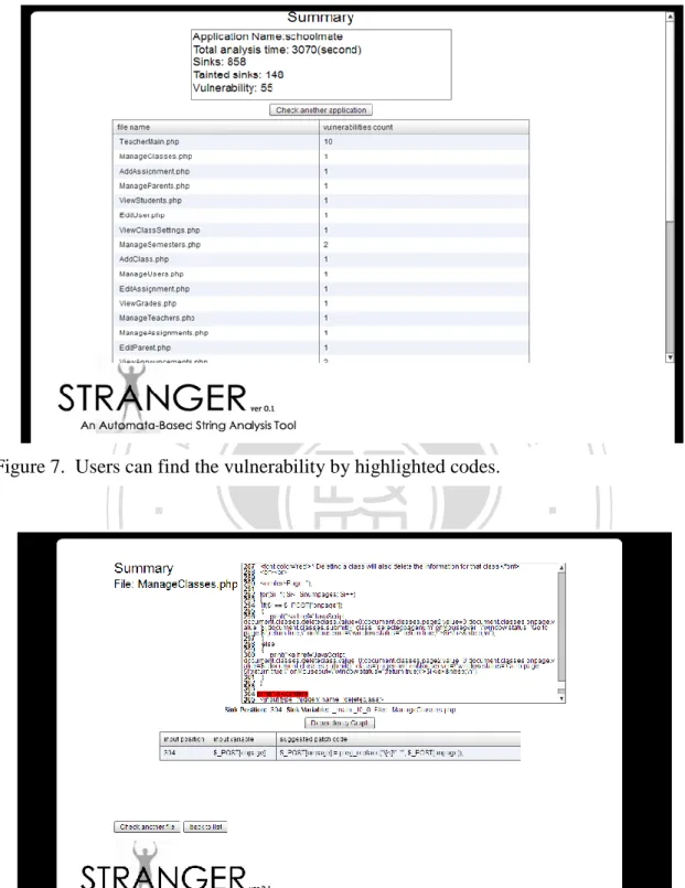 Figure 8. The vulnerable file list of a target application. 