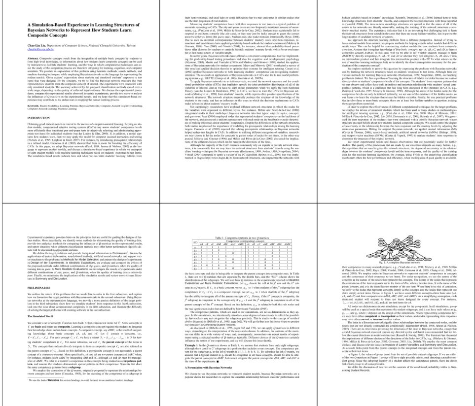 Table 1. Competence patterns in two Q-matrices  Competence in (integrating) concepts 