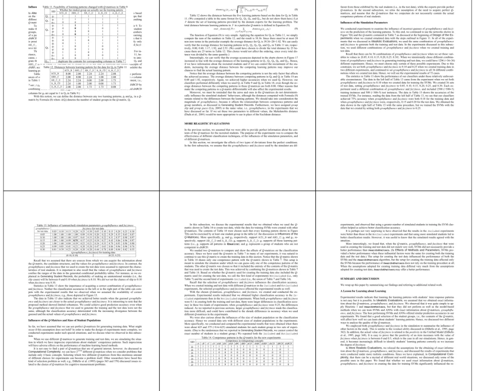 Table 11 shows a different viewpoint of the Q-matrices from the one that we saw in Table 9