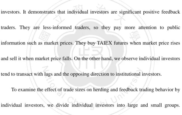 Table  4  shows  herding  and  feedback  trading  by  individual  investors  during  the 