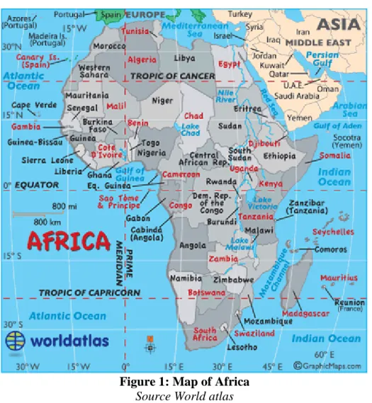 Figure 1: Map of Africa   Source World atlas 