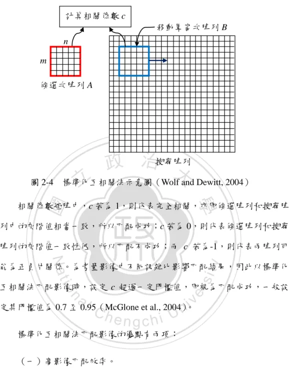 圖 2-4    標準化互相關法示意圖（Wolf and Dewitt, 2004） 