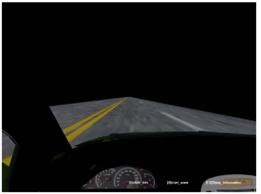 Fig. 2-3: The overview of surrounded VR scene. The VR-based highway scenes are  projected into surround screen with seven projectors