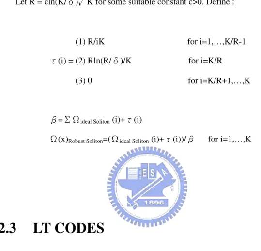 Figure 6  is a simple example of LT decoding. There are five input symbols in the  upside of  Figure 6  and we will generate seven codewords (codeword 1~7) as depicted 