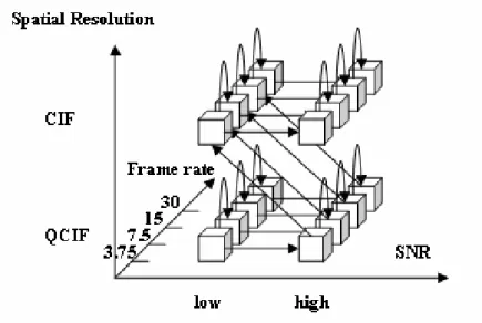 Figure 10: Spatio-temporal-quality cube with possible extraction paths 