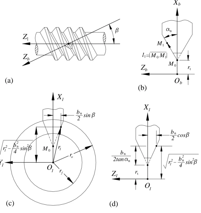 Fig. 2.3 Geometry of the straight-edged cutting blade and worm-type hob     cutter 