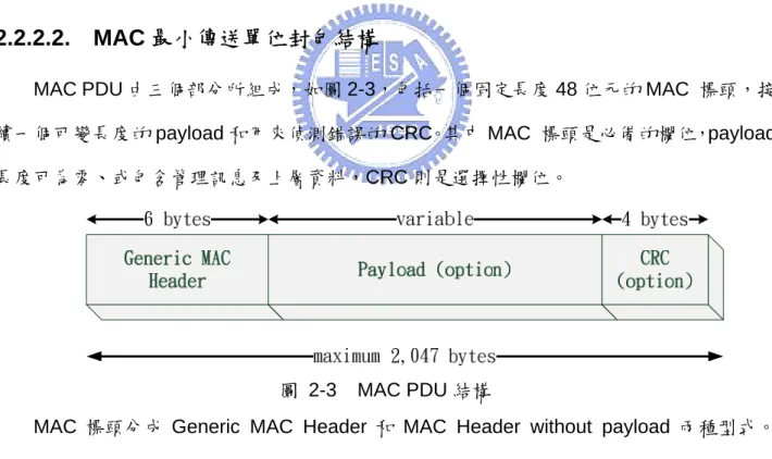 圖 2-3  MAC PDU 結構 