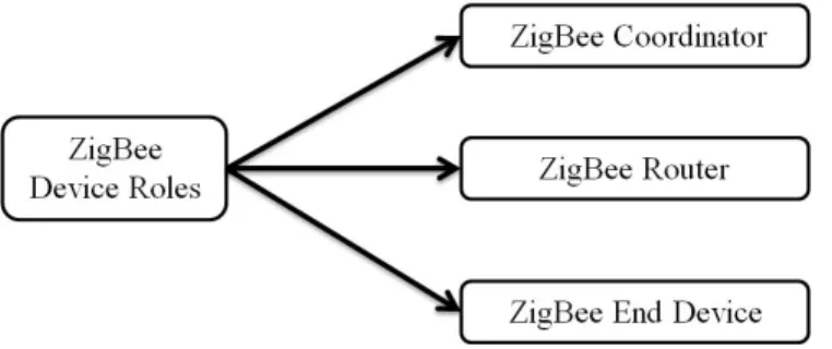 Figure 2.4: Device roles in the ZigBee standard.