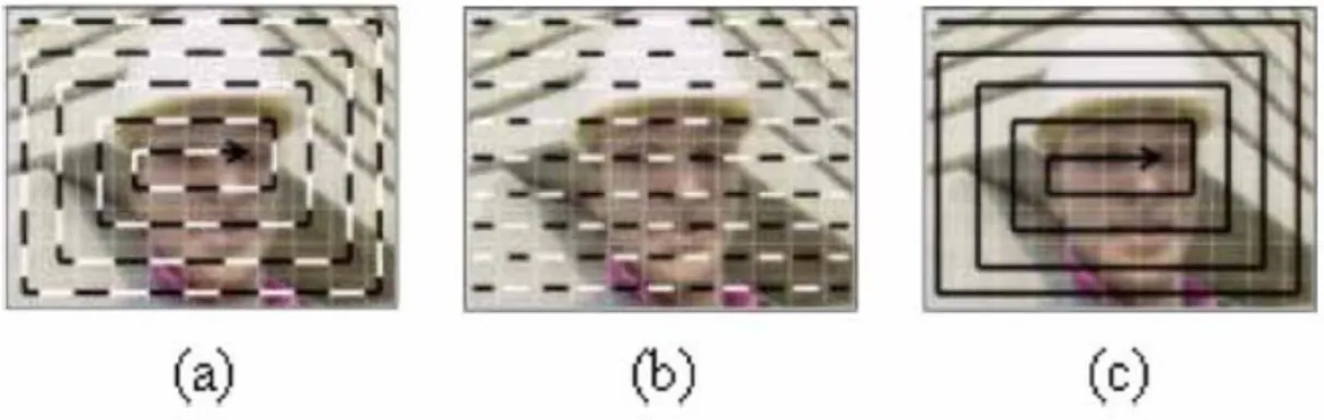 Figure 1.9    ESI mode (a) combination of the dispersed mode and box-out mode    (b) dispersed mode (c) box-out mode    [1] 