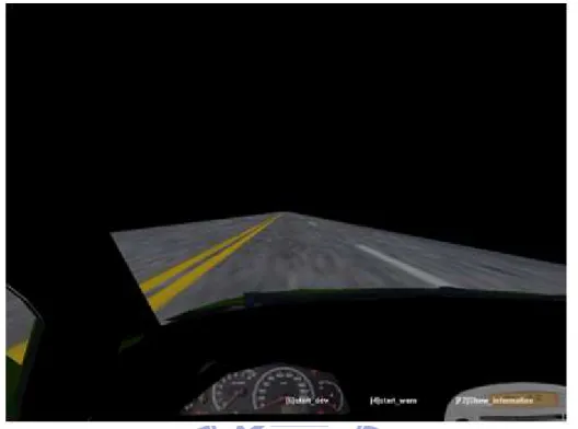 Fig. 2-4: The overview of surrounded VR scene. The VR-based highway scenes are  projected into surround screen with seven projectors