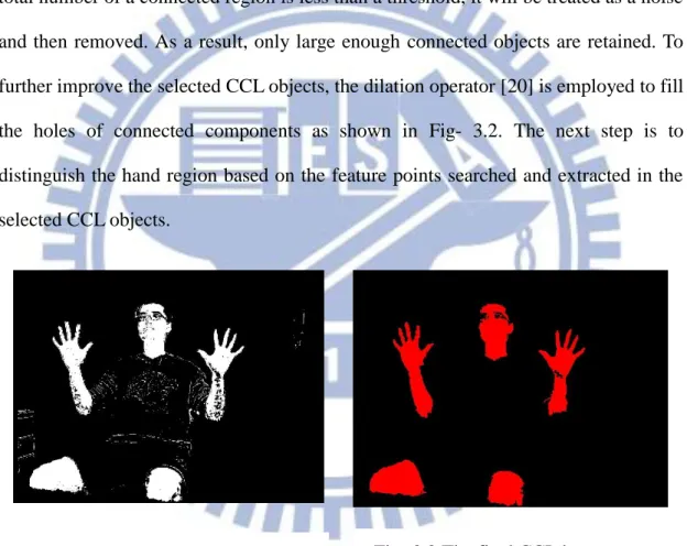 Fig- 3.1 Skin Color Region. Fig-  Fig- 3.2 The final CCL image 