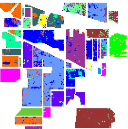 Figure 2. The support vector machine (SVM) classification results of the Indian Pine  Site image, containing speckle-like errors