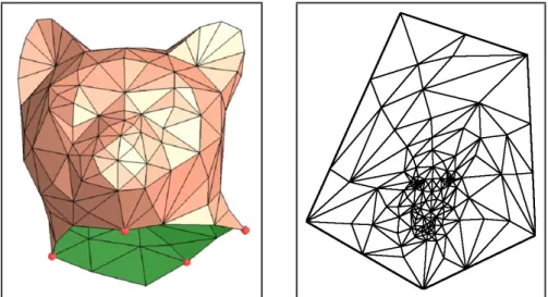 Figure 2.5: A cat head model and its harmonic map [5].