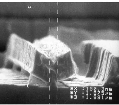 Figure 2-20    SEM image of the 0.15μm T-shaped gate using  E-beam writer. 