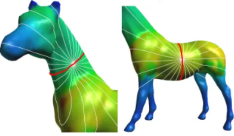 Figure 11: The MSP value of a point p (red thick line). There are 12 slices for each model.