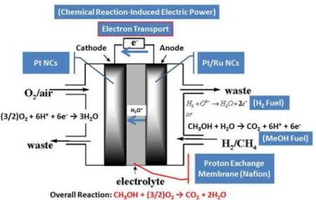 Figure 1-26. Schematic representation of the working principle of a fuel cell. 68