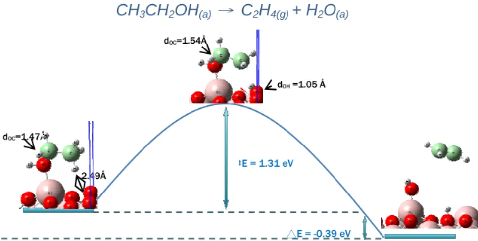 Figure 4. Potential energy diagram from NEB calculation for ethanol  dehydration to ethylene on clean  ɗ-Al 2 O 3  (0001) surface
