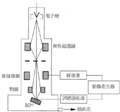 圖 2-1-1 掃描式電子顯微鏡構照示意圖 23