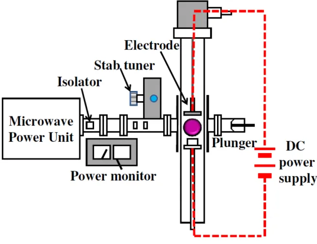 Figure 3-6 Schematic diagram of the bias assisted microwave plasma chemical vapor  deposition system