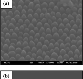 Figure 4-2 shows the side-view SEM images of the fabrication of SNC arrays: (a) TiO x