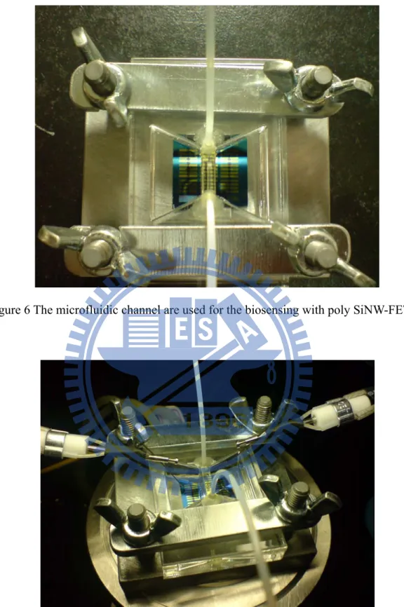 Figure 6 The microfluidic channel are used for the biosensing with poly SiNW-FET 