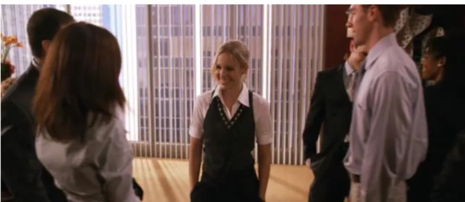 FIGURE 12 Marni is depicted as a single career woman in You Again. Both her  colleagues and her boss admire her performance at work