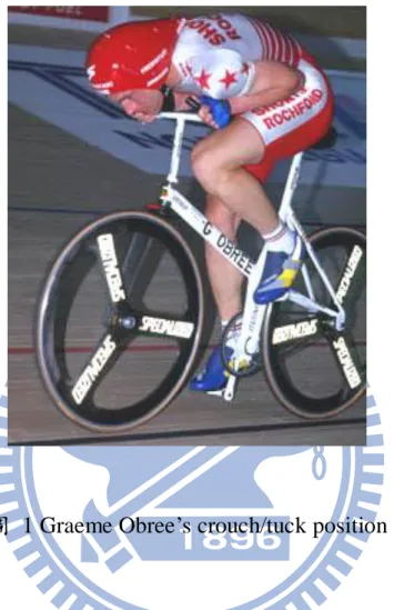 圖  1 Graeme Obree’s crouch/tuck position 