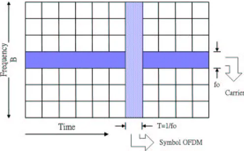 Figure 3.2: A two-dimensional view of a multi-carrier signal; the inter-carrier separation f 0 = any integer multiple of T 1 