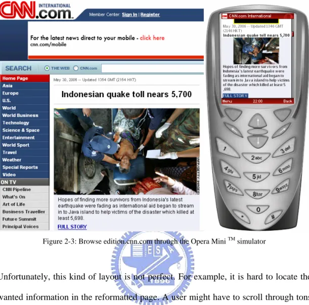 Figure 2-3: Browse edition.cnn.com through the Opera Mini  TM  simulator 
