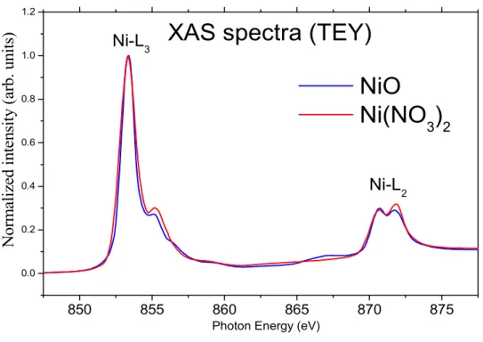 Fig. 1. Nickel L 2,3  edge XAS data in TEY. 