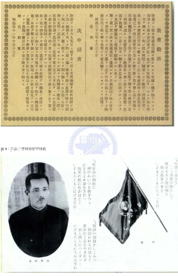 圖 7：苗栗公學校留存之教育勅語、日皇明治頒佈之詔書 
