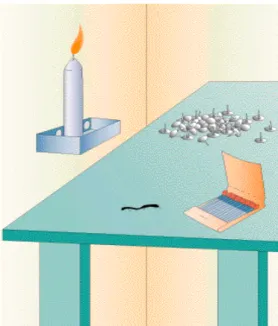 圖   8 Duncker’s Candle Problem Solution  而 受 測 者 之 所 以 沒 能 想 出 這 一 解 決 問 題 的 方 法 ， 原 因 是 他 們 在 思 考 解 決 問 題 的 過 程 中，只 是 把 盒 子 看 作 是 裝 圖 釘 用 的，而 沒 想 到 它 還 可 以 用 來 固 定 蠟 燭。 「 功 能 固 著 」 現 象 使 我 們 趨 向 於 以 習 慣 的 方 式 運 用 物 品 ， 從 而 妨 礙 以 新 的 方 式 去 運 用 它 來 解 決 問 題 