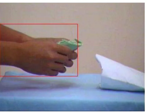 Fig. 3.7 A rectangular region is detected to confine the subject’s hands 