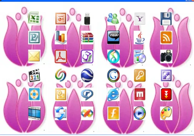 Figure 3. Experiment 3 display with 36 icons and a high clutter background graphs. 