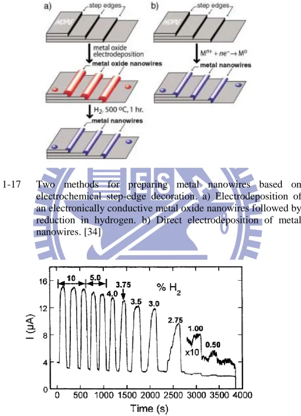 Fig. 1-17    Two  methods  for  preparing  metal  nanowires  based  on  electrochemical  step-edge  decoration