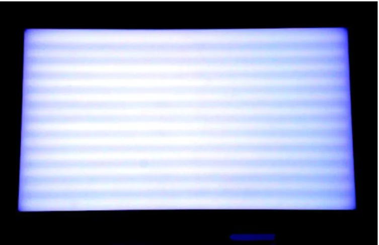 Fig. 1-3 Lamp-Mura defect of a 32-inch direct-emitting CCFL backlight systems captured by  a charge-coupled device (CCD)