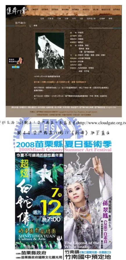 圖 4-4  雲門舞集的舞作《薪傳》網頁畫面 