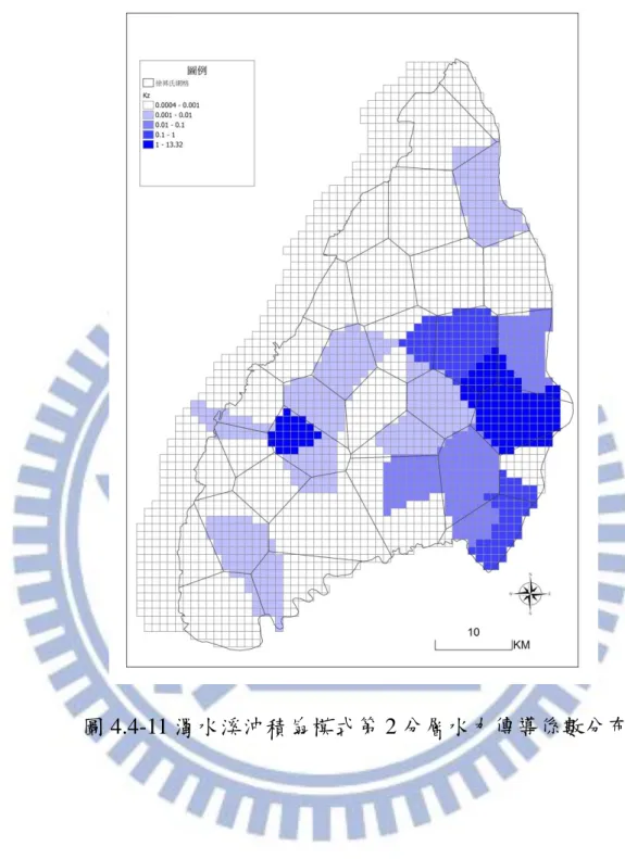 圖 4.4-11 濁水溪沖積扇模式第 2 分層水力傳導係數分布 